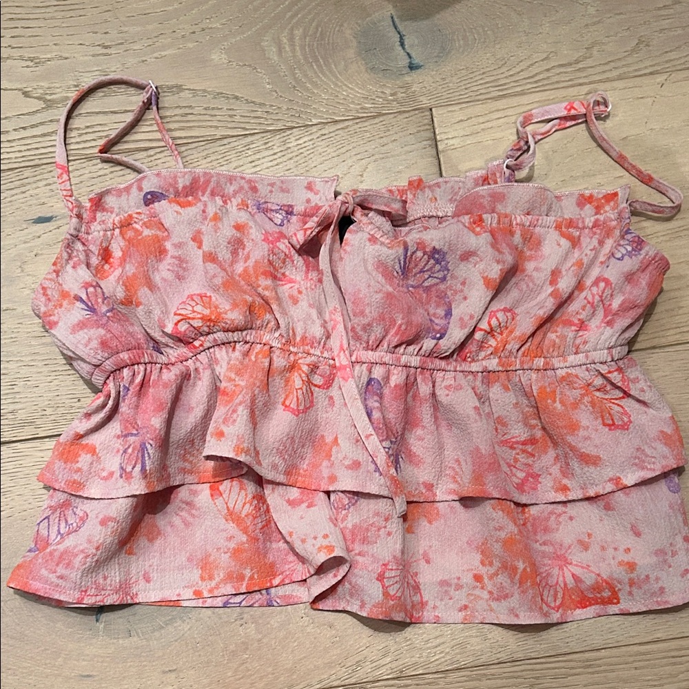 Wild Fable Pink and Orange Butterfly Camisole